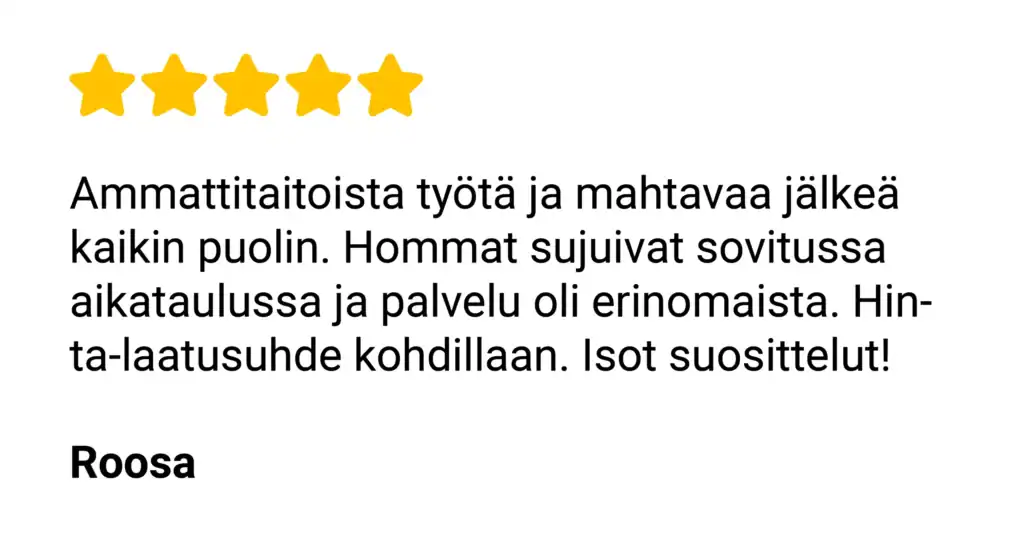 Roosan Google-arvostelu Maalausliike Värixi Oy:lle
