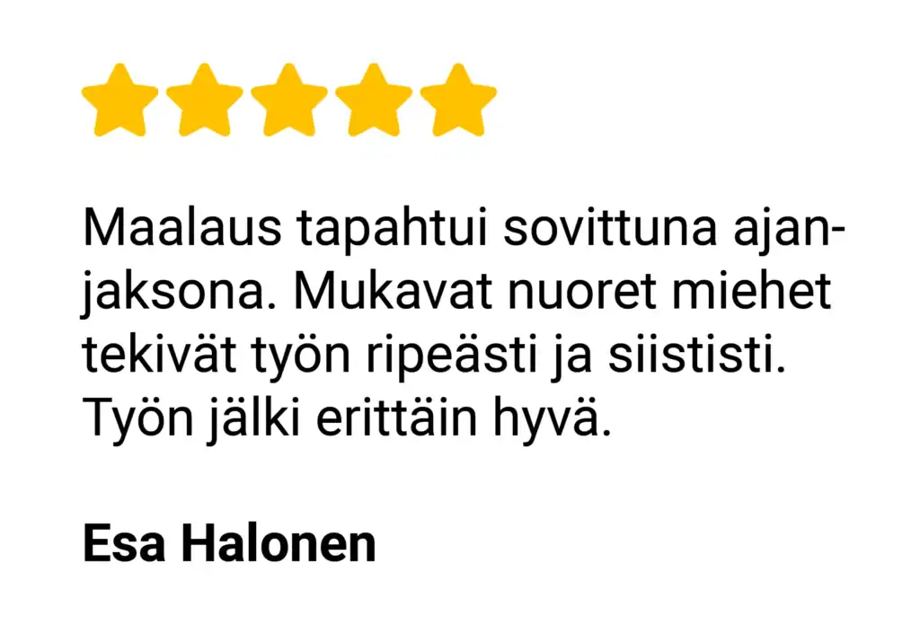 Esan Google-arvostelu Maalausliike Värixi Oy:lle